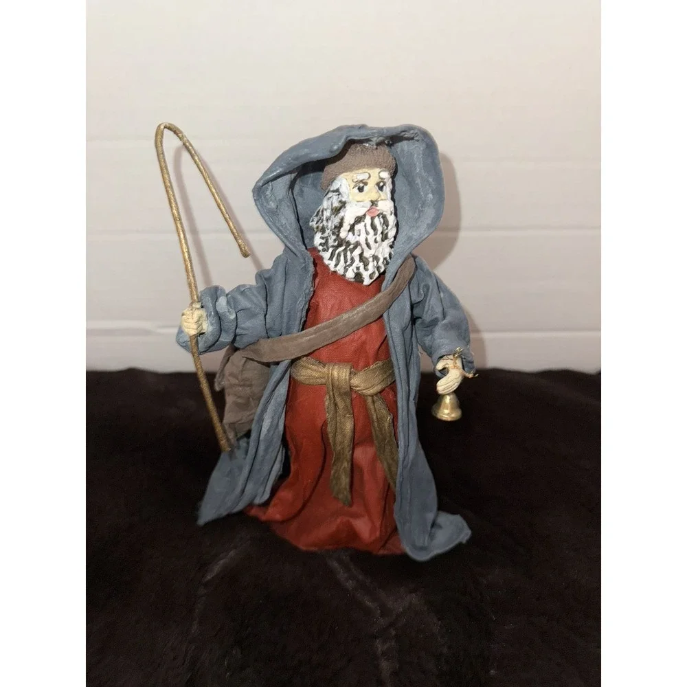 Paper Mache Nativity Shepard , Ceramic Face And Hands